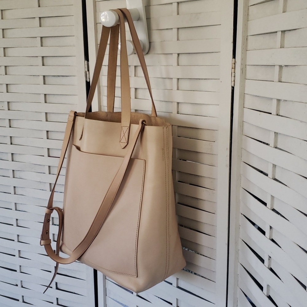 Madewell Peach Soft Leather Tote Crossbody Bag - Picture 2 of 8
